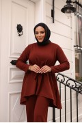 Tesettür Tunik Takım Acı Kahve