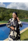 Özel Tasarım Desen Tesettür Elbise-Siyah-bej Özel Tasarım Desen Tesettür Elbise-Siyah-bej