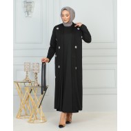 Tasarım Çiçek Motifli Abaya Takım