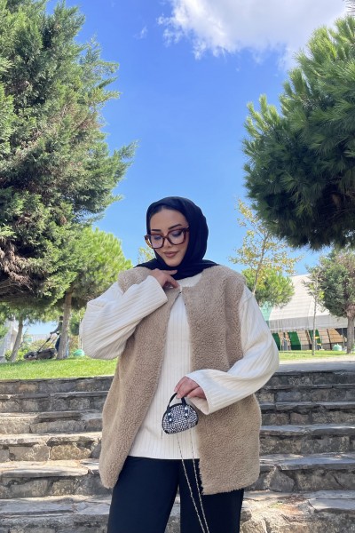 Kadın Sıfır Kol Peluş Yelek 