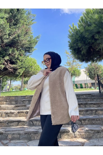 Kadın Sıfır Kol Peluş Yelek 